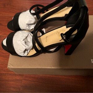 Christian Louboutin Jonatina block heel sandals- Black w/Red bottom EU 41